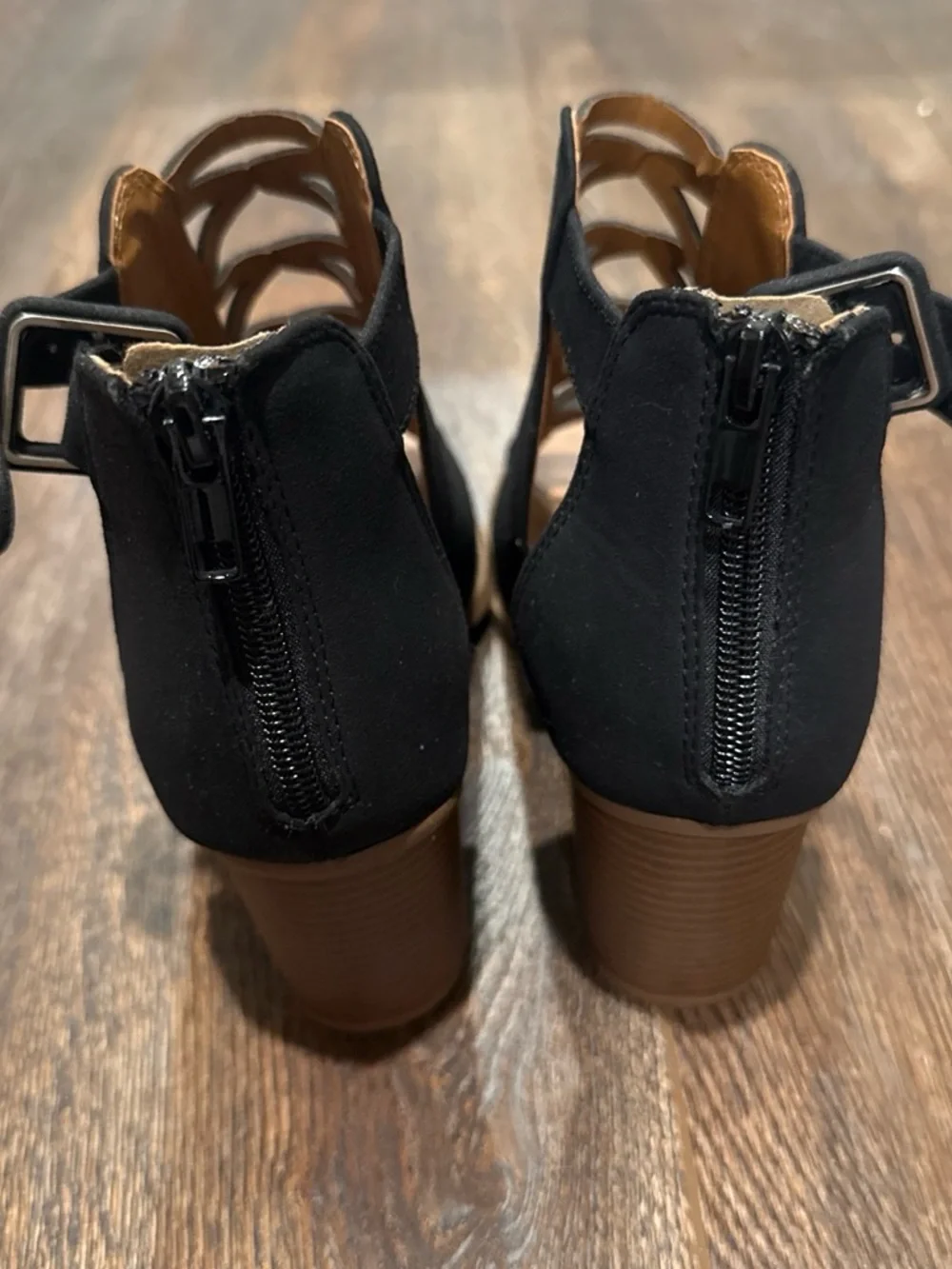 Soda Black Lace-Up Open-Toe Heeled Sandals